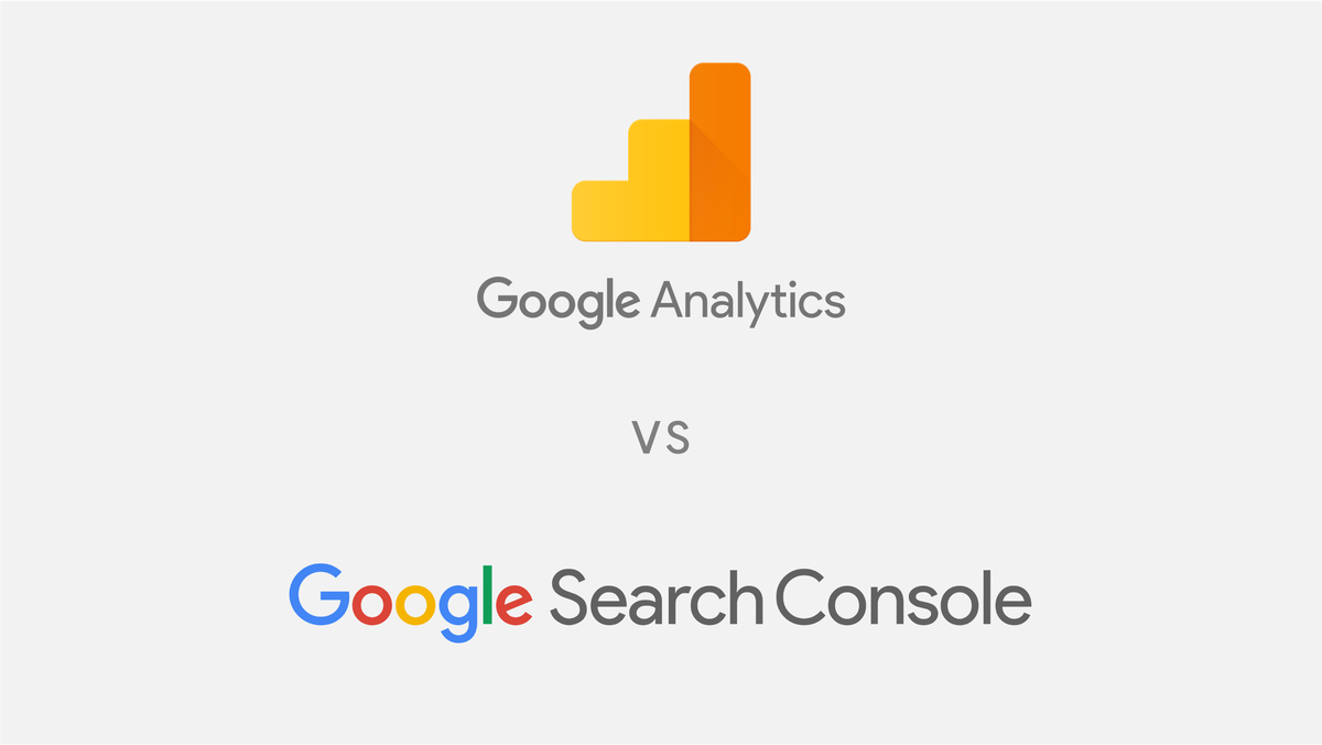 Google Analytics와 Google Search Console 로고를 위아래로 배치한 비교 이미지